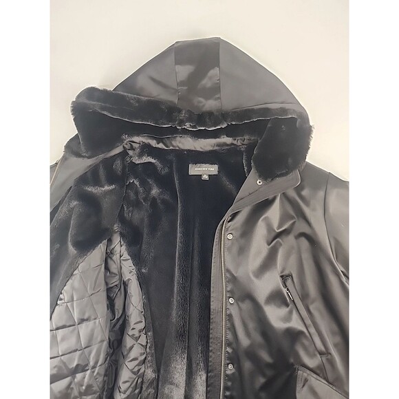 Jones New York Size 3XL | Black Faux Fur Lined Hooded Winter Parka Jacket Warm - Picture 3 of 7